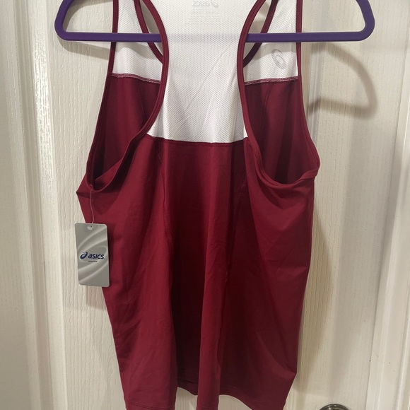 asics sports blouses chaser shimmer burgundy/white - Picture 2 of 6